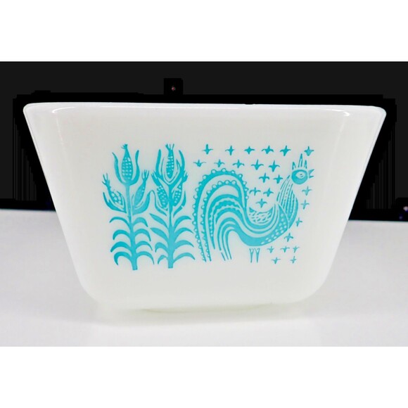 Vintage Pyrex Butterprint Amish White Turquoise 1 1/2 Pint Ovenware 0502 No Lid - Picture 2 of 9